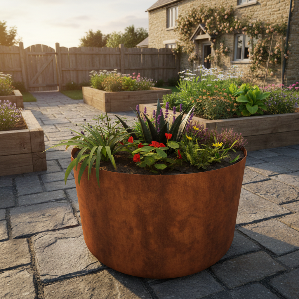 Hampton – Corten Steel Bottomless Cylindrical Planter