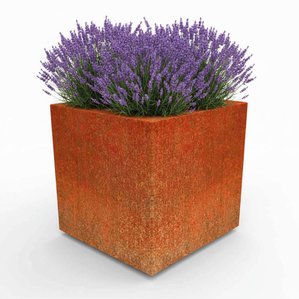 Arden Cube Planter in Rustic Patina Steel | Handmade in Britain