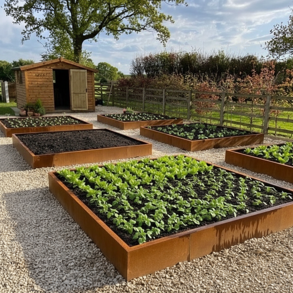 Brampton Corten Steel Corner Modular Planter – Handmade UK