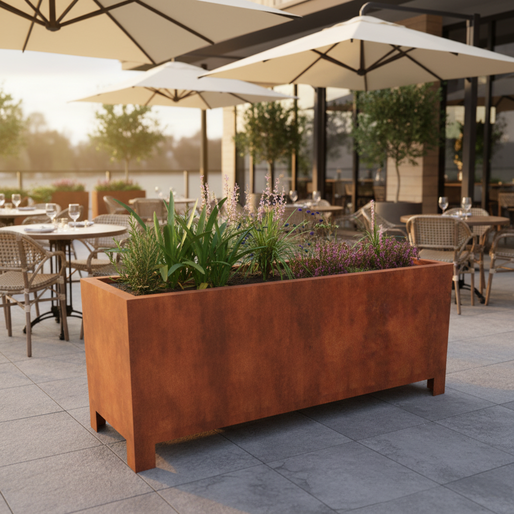 Arden – Corten Steel Trough Planter with Feet