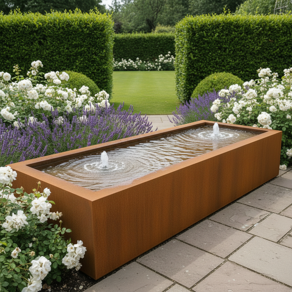 Rectangle Corten Steel Water Table – Handmade in Britain