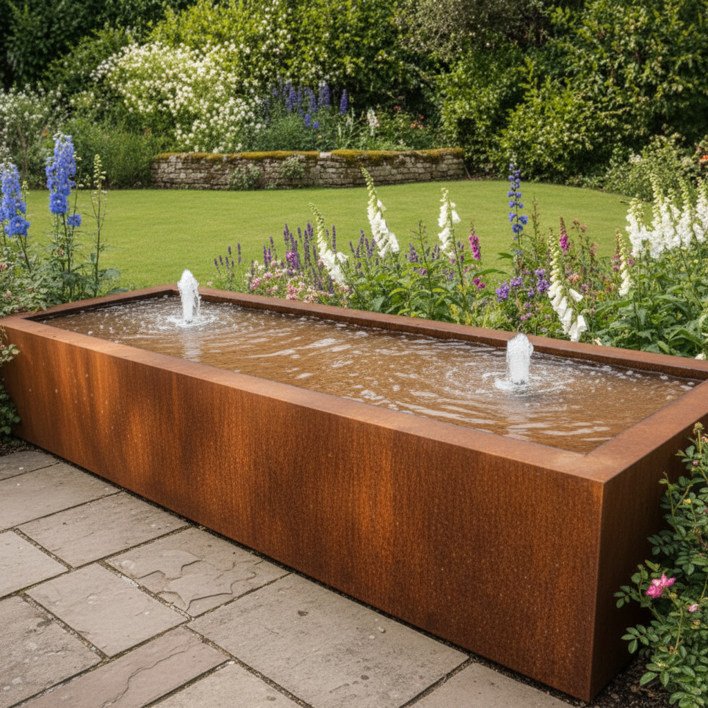 Rectangle Corten Steel Water Table – Handmade in Britain