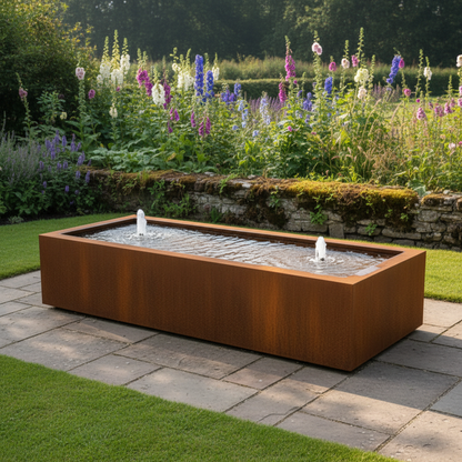 Rectangle Corten Steel Water Table – Handmade in Britain