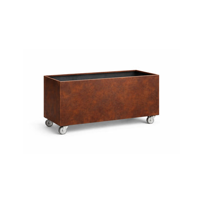 Café Planter Trough with 100mm Castors Rustic Corten Steel