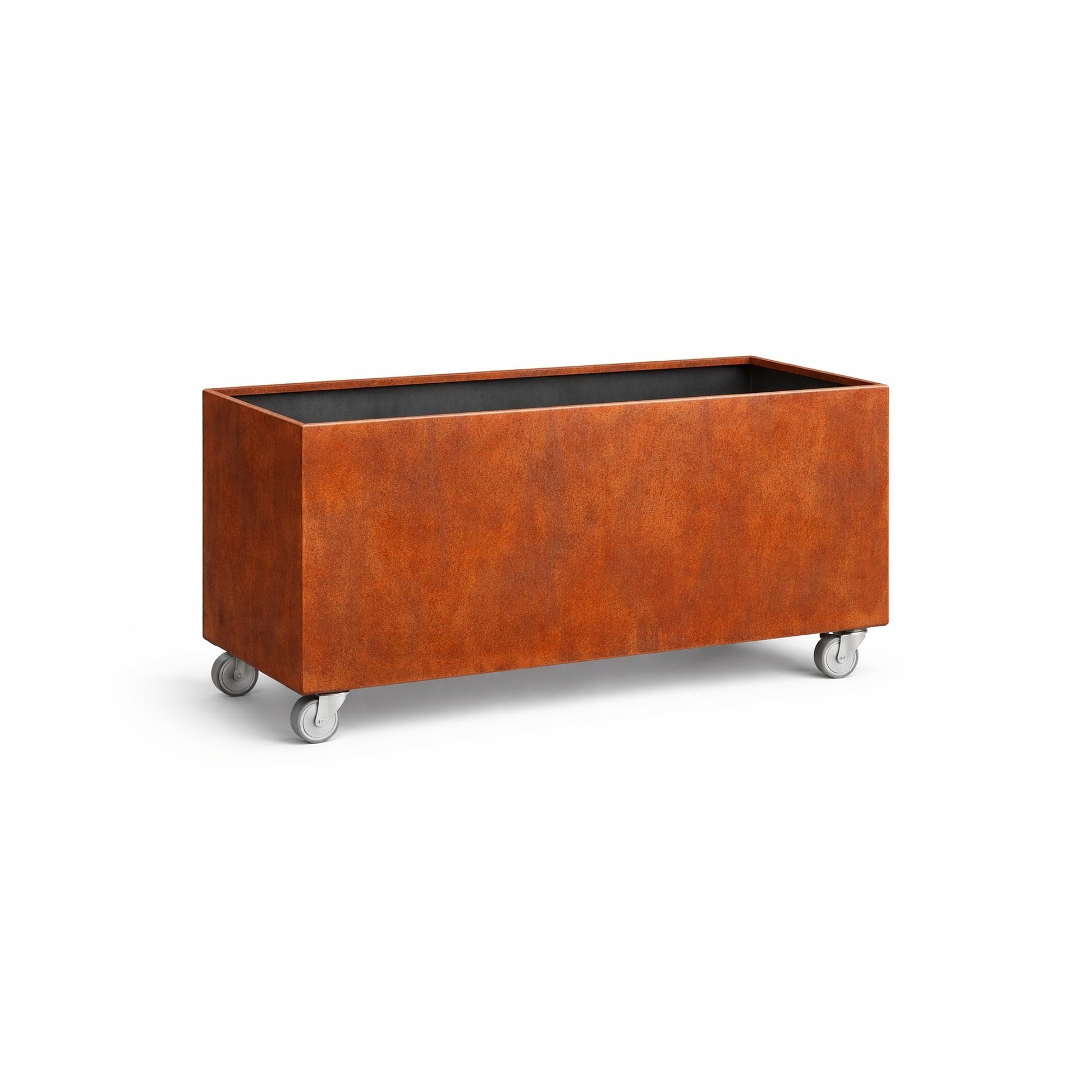 Corten Steel Café Planter Trough with Castors UK