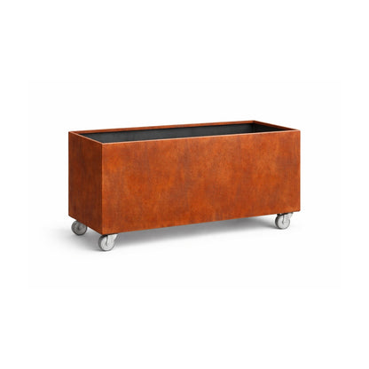 Corten Steel Café Planter Trough with Castors UK