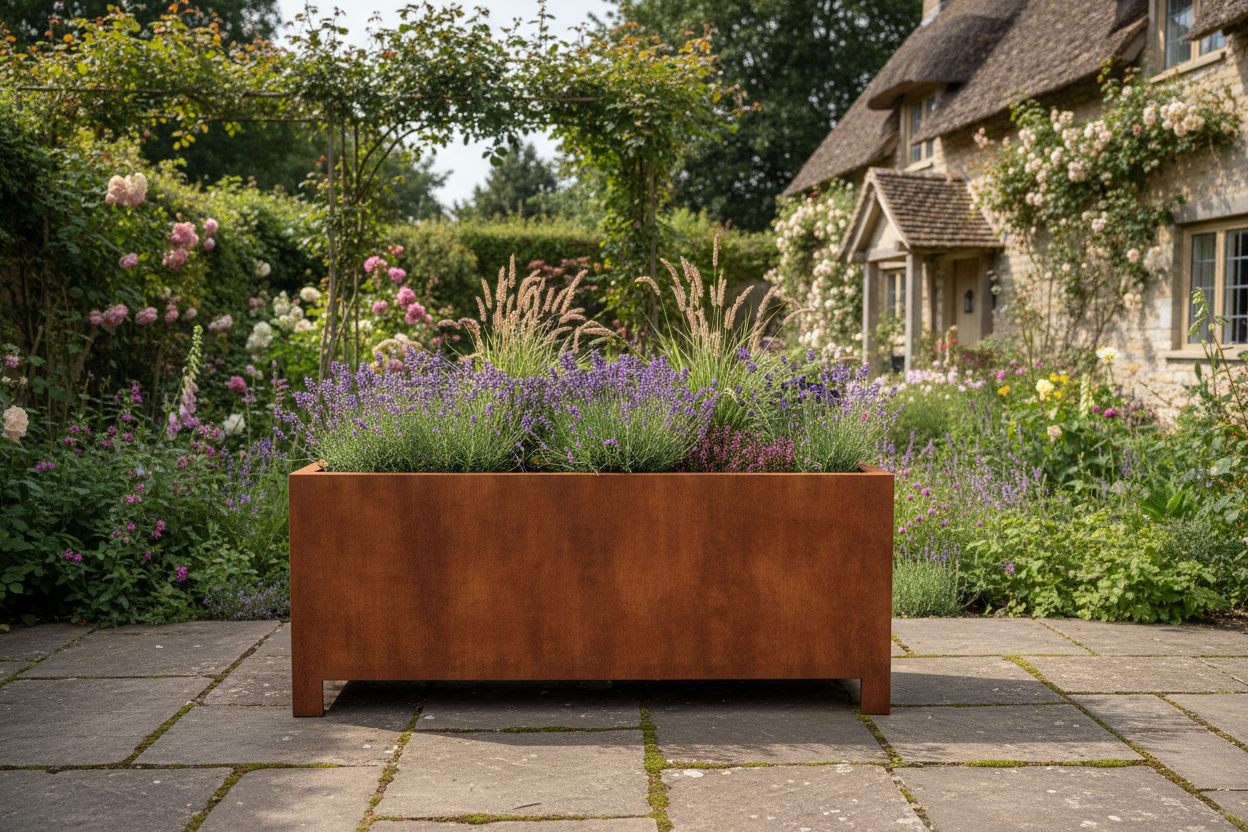 Arden – Corten Steel Trough Planter with Feet