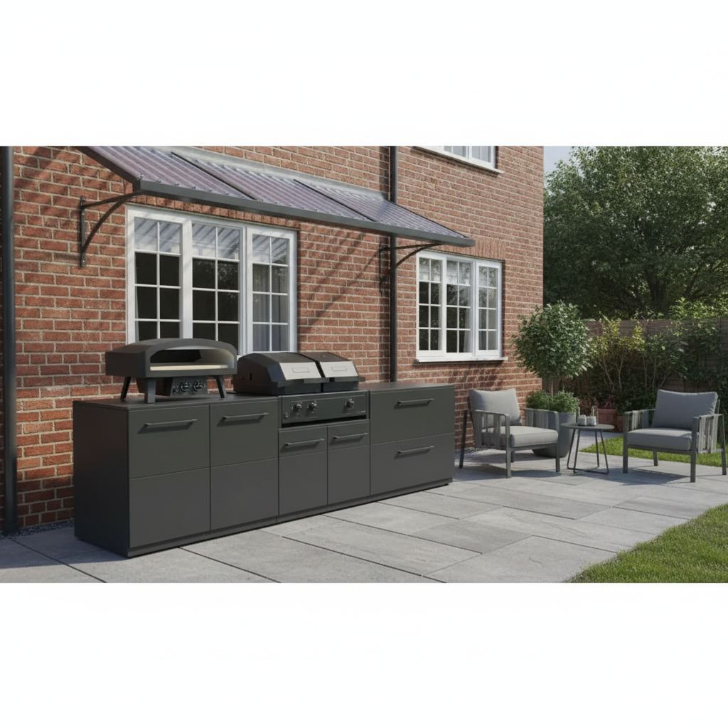 Cozze Elements Outdoor Kitchen with Quattro 900 Grill, Pizza Oven, Storage and Prep Space