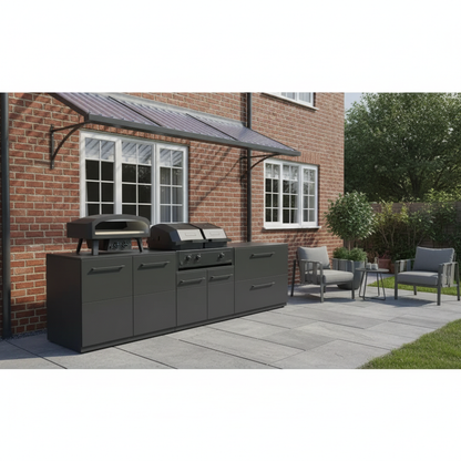 Cozze Elements Outdoor Kitchen with Quattro 900 Grill, Pizza Oven, Storage and Prep Space