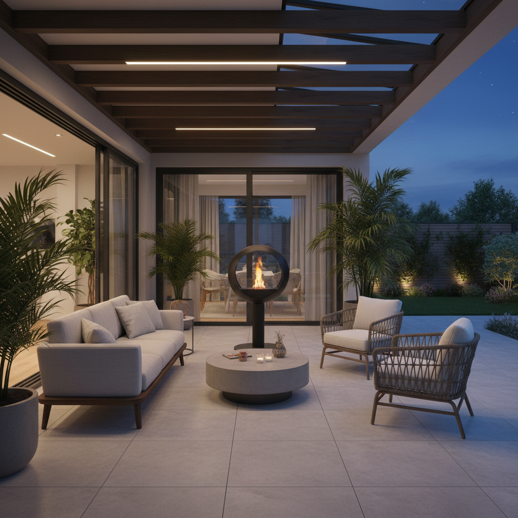 Edmonton 2-Sided Freestanding Bioethanol Fireplace