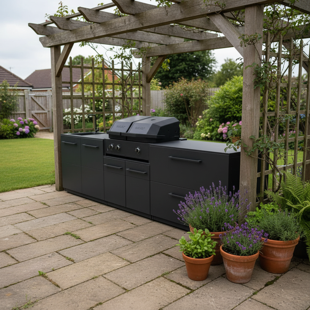Cozze Elements Outdoor Kitchen with Gas Grill, Sink and Storage