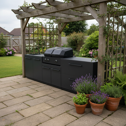 Cozze Elements Outdoor Kitchen with Gas Grill, Sink and Storage