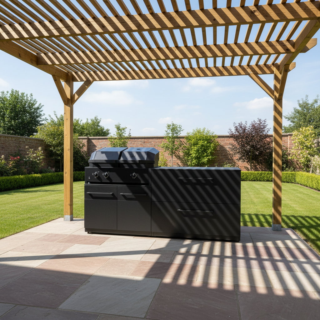 Cozze Elements Outdoor Kitchen with Quattro 900 Grill, Pizza Oven, Storage and Compact Design