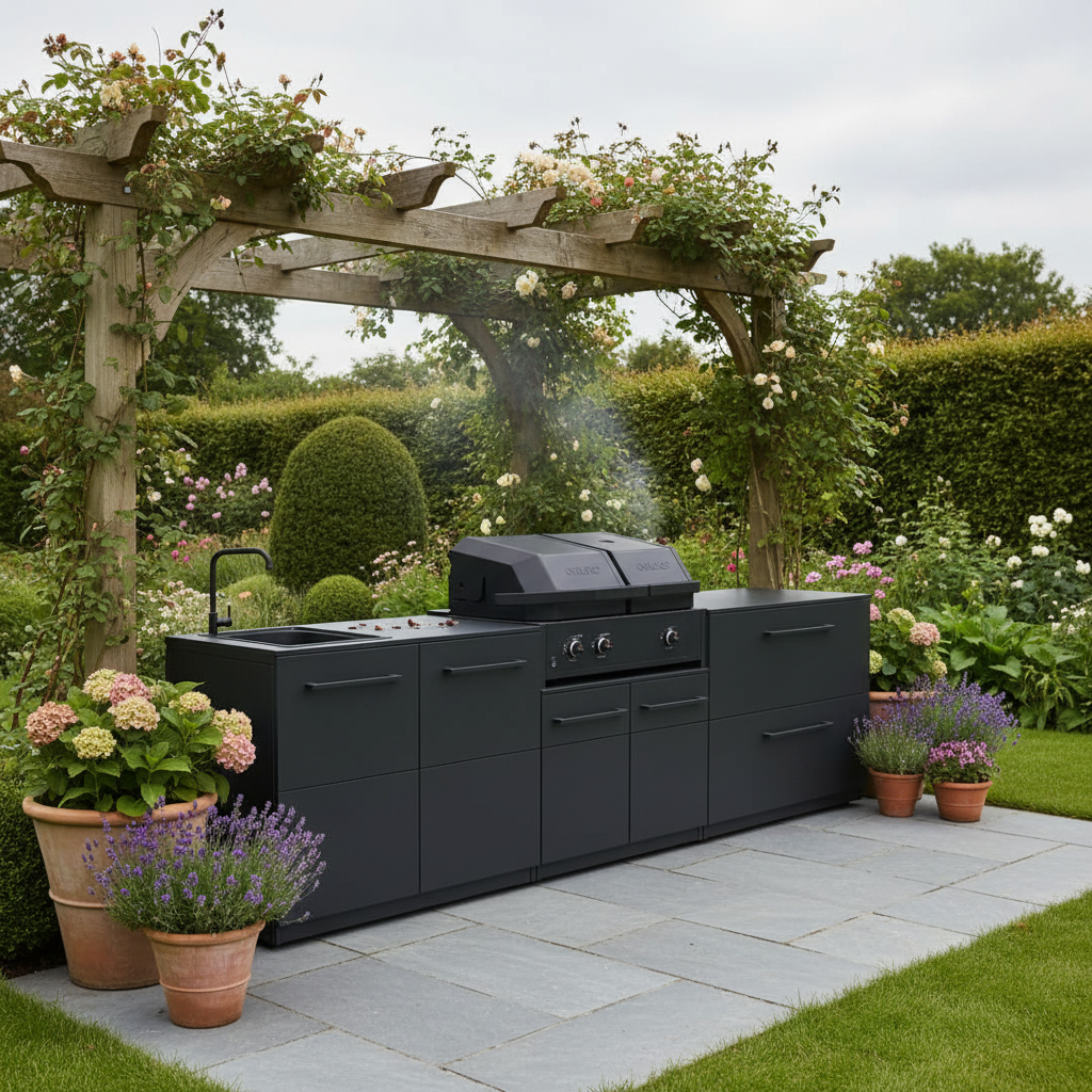Cozze Elements Outdoor Kitchen with Gas Grill, Sink and Storage