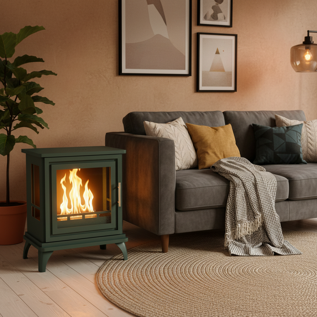 ScandiFlames Nashville Bioethanol Indoor Stove - Forest Green