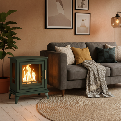 ScandiFlames Nashville Bioethanol Indoor Stove - Forest Green