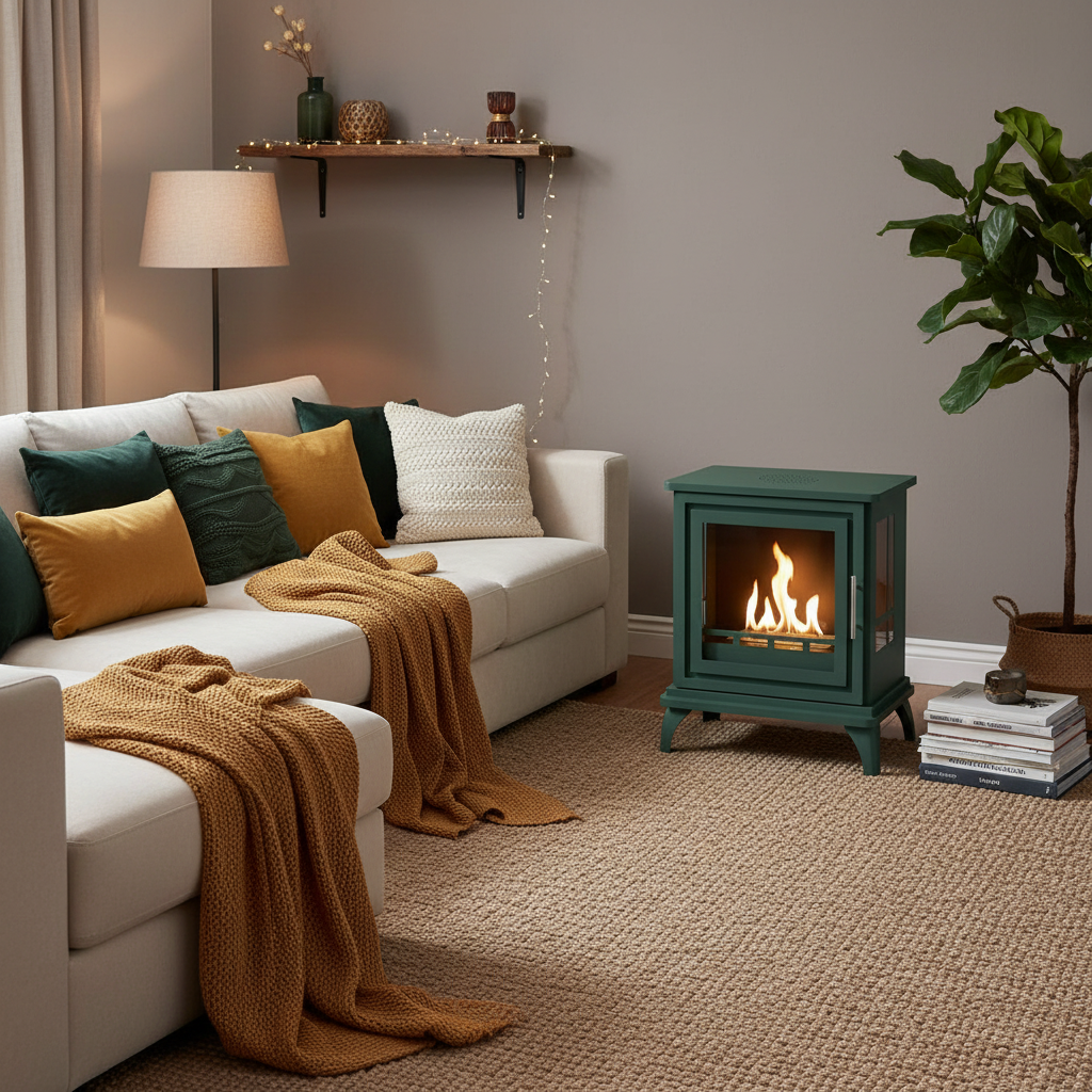 ScandiFlames Nashville Bioethanol Indoor Stove - Forest Green