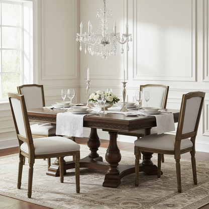 Ripley Grey Dining Chair | Hand-Carved Washed Wood & Woven Fabric Seat
