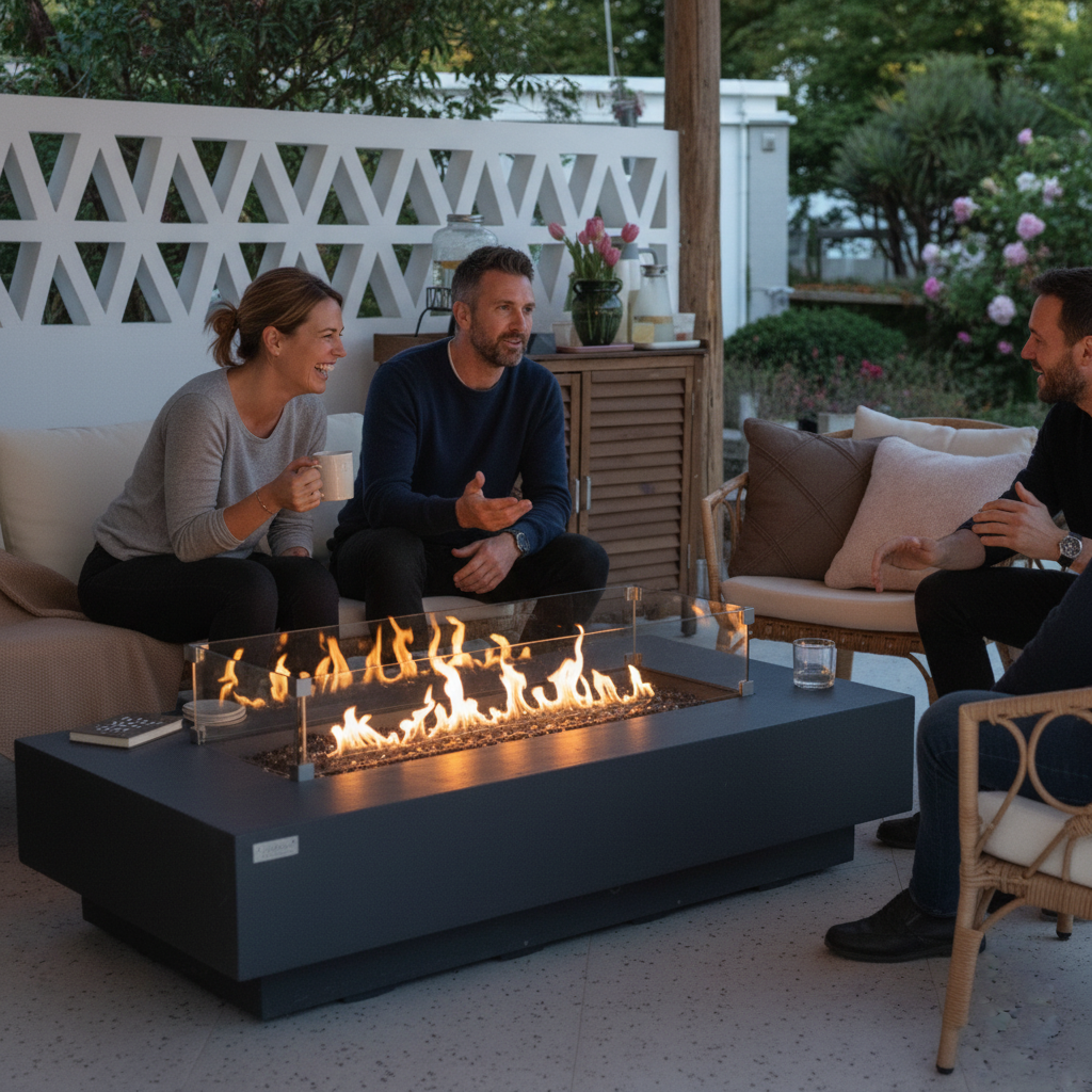 Elementi Plus, Positano, Fire Table, Dark Grey, Concrete Outdoor, Propane / Natural Gas