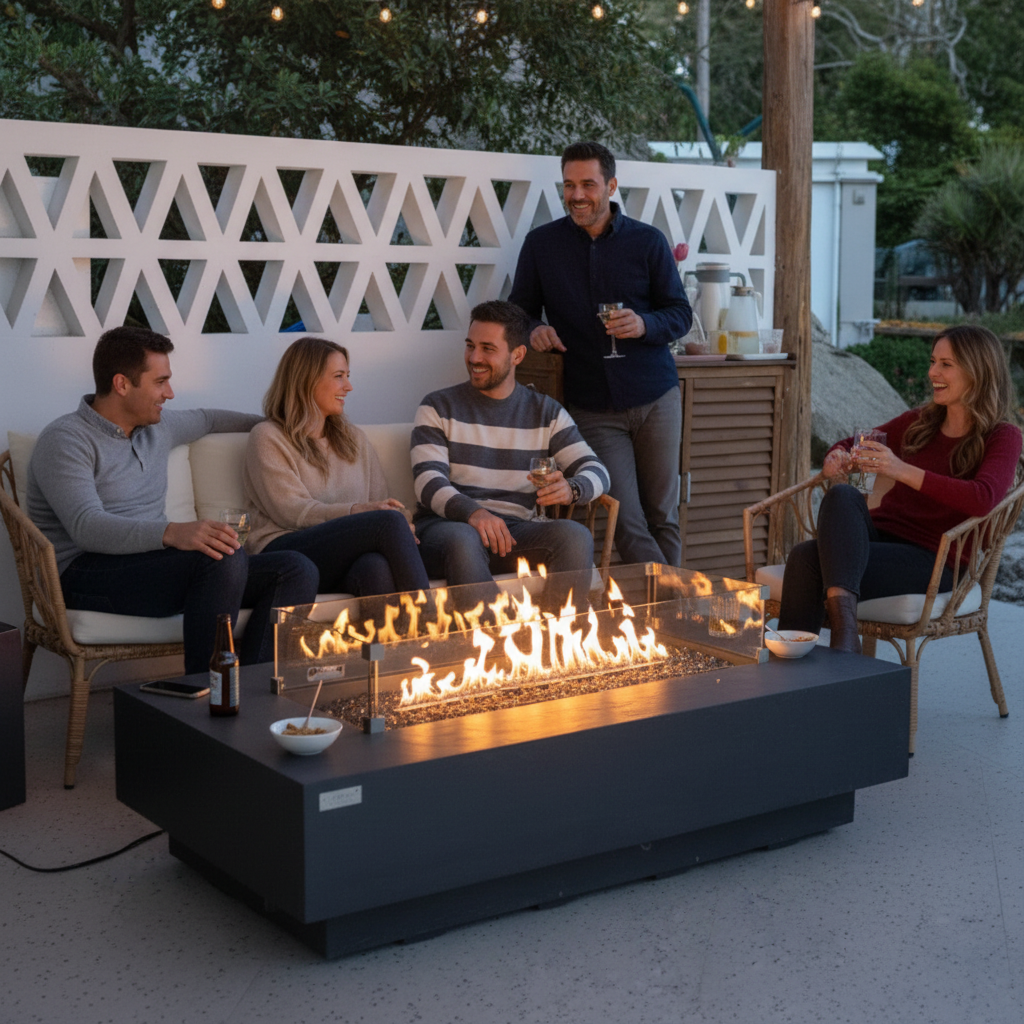 Elementi Plus, Positano, Fire Table, Dark Grey, Concrete Outdoor, Propane / Natural Gas
