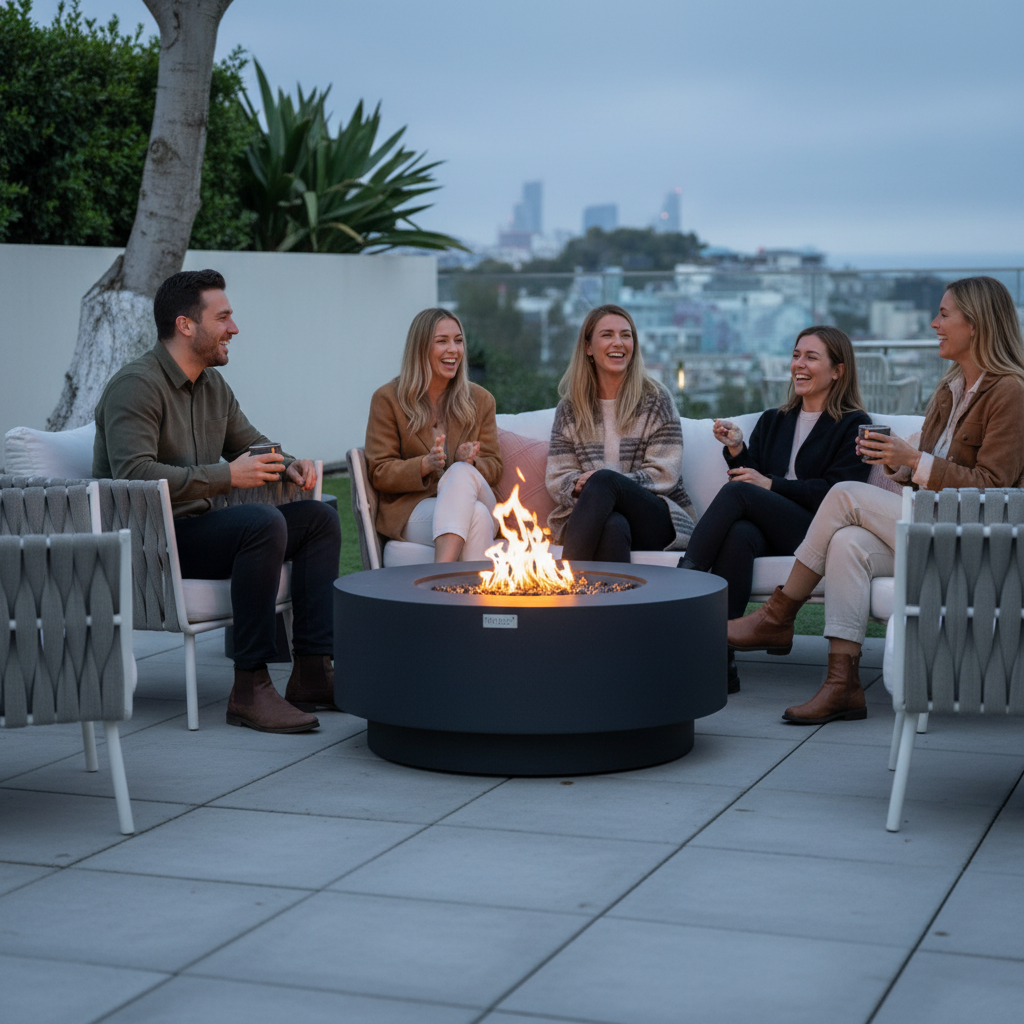 Elementi Plus, Nimes, Fire Table, Dark Grey, Concrete Outdoor