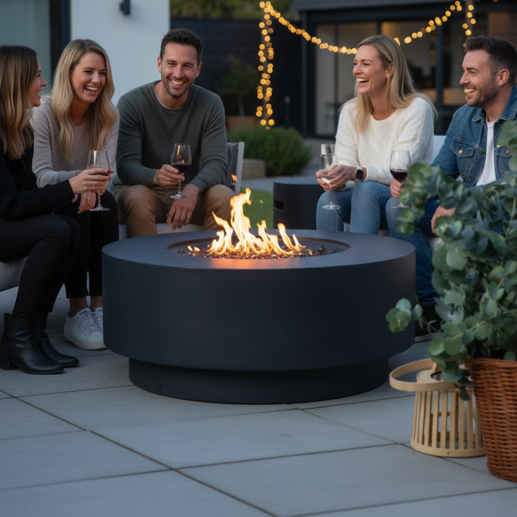 Elementi Plus, Nimes, Fire Table, Dark Grey, Concrete Outdoor