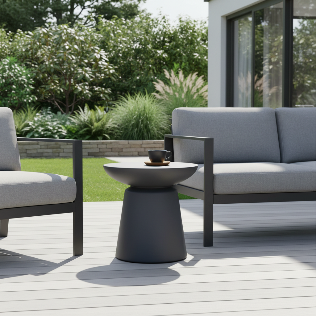 Elementi, Kylix Side Table, Slate Black Outdoor/Indoor Concrete