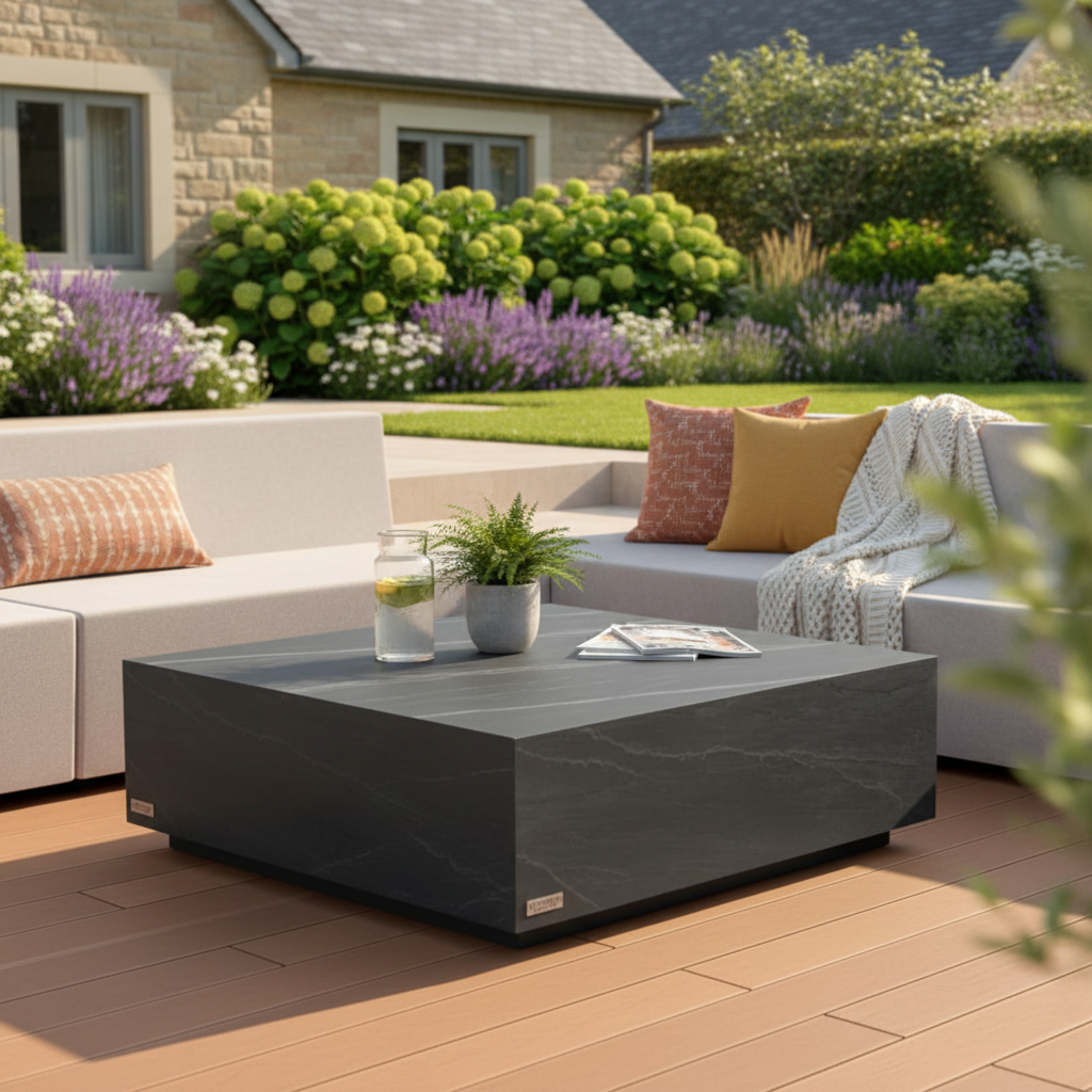 Elementi, Colorado Coffee Table, Square Large, Slate Black Outdoor/Indoor