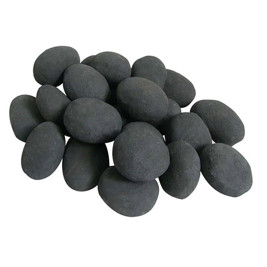 24 Black Ceramic Pebbles for Bioethanol Fireplaces