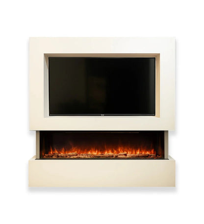 Hestia 1308 Electric Fire with Carrara Marble Media Wall Suite