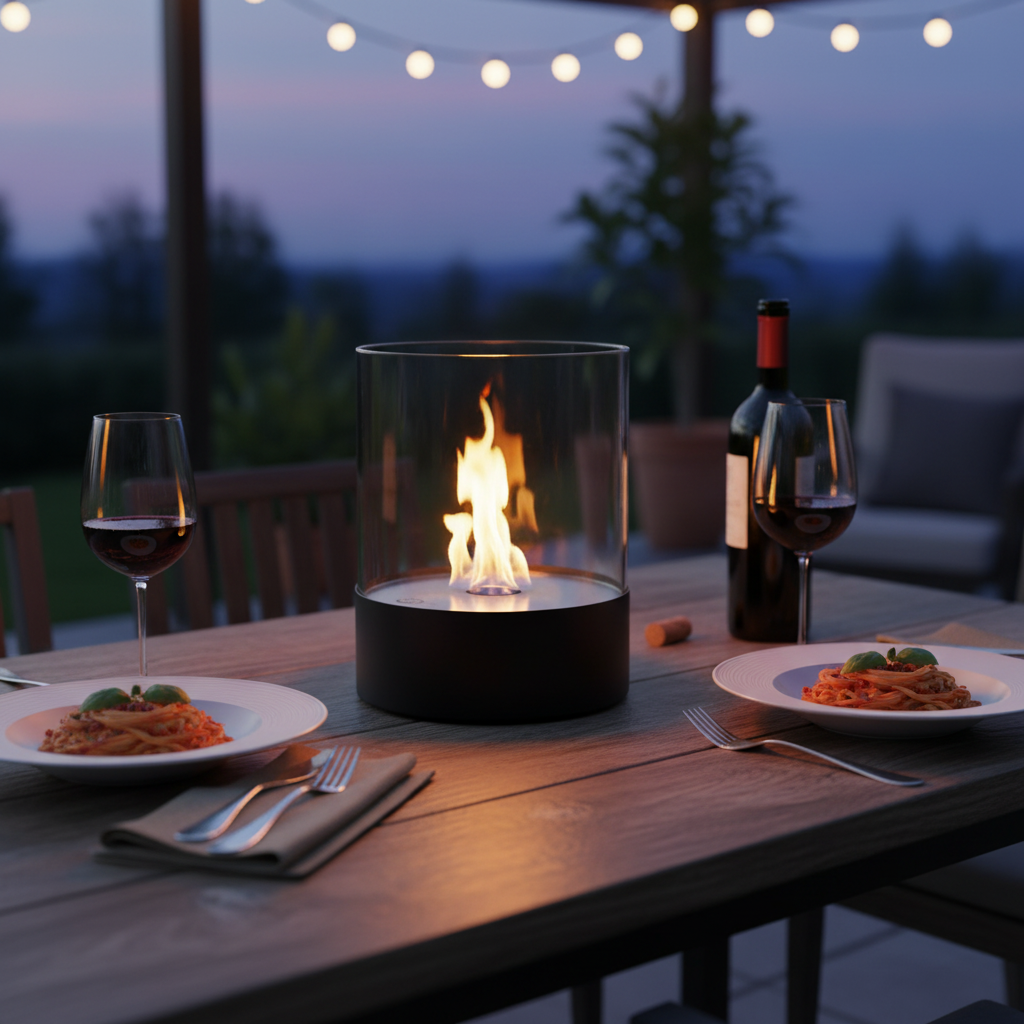 Southwark Black Round Tabletop Bioethanol Fireplace 3L Burner