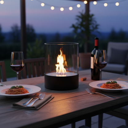 Southwark Black Round Tabletop Bioethanol Fireplace 3L Burner