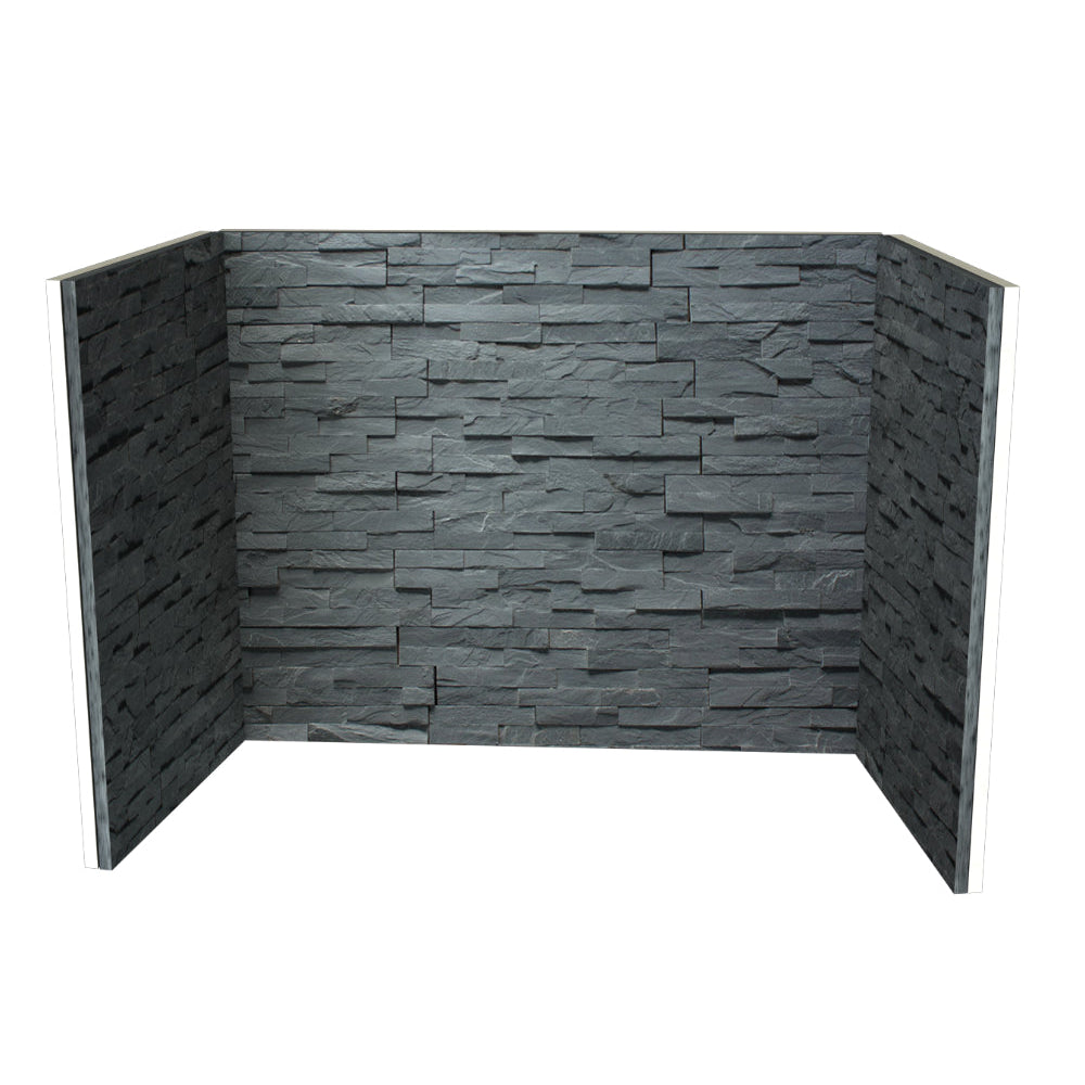 Riven Slate Fireplace Chamber with Hand Built Natural Stone Finish