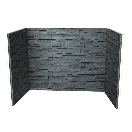 Riven Slate Fireplace Chamber with Hand Built Natural Stone Finish