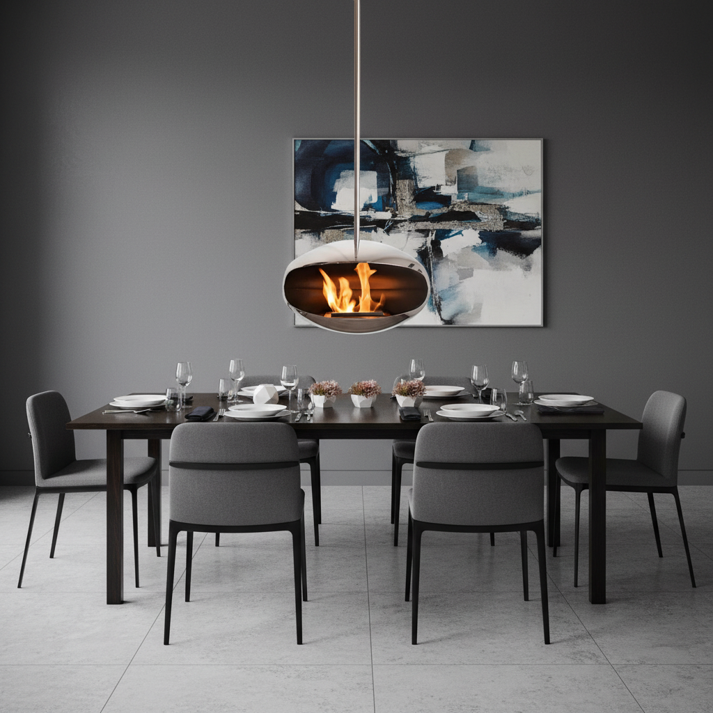 Cocoon Aeris Polished Steel Bioethanol Fireplace