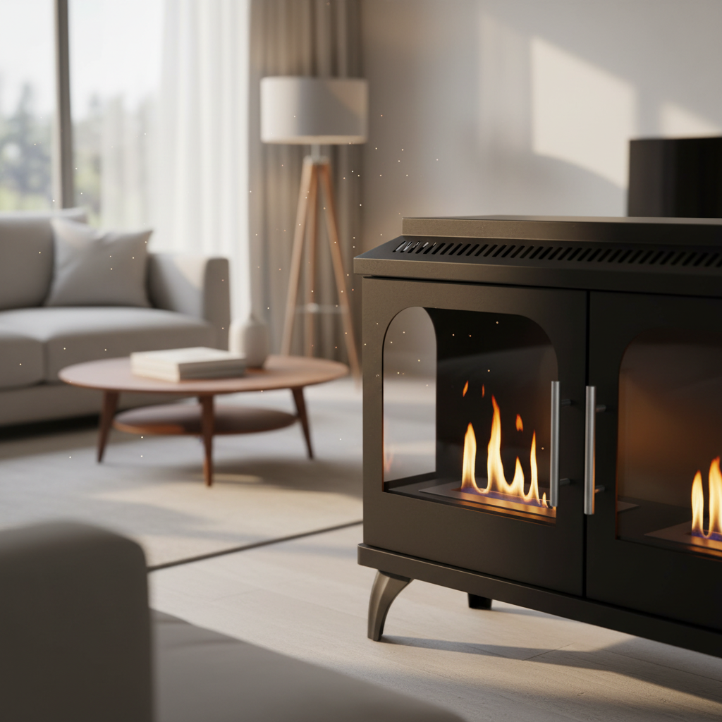 ScandiFlames, Atlanta, Double Bioethanol Stove,  Indoor 3-Sided Fireplace
