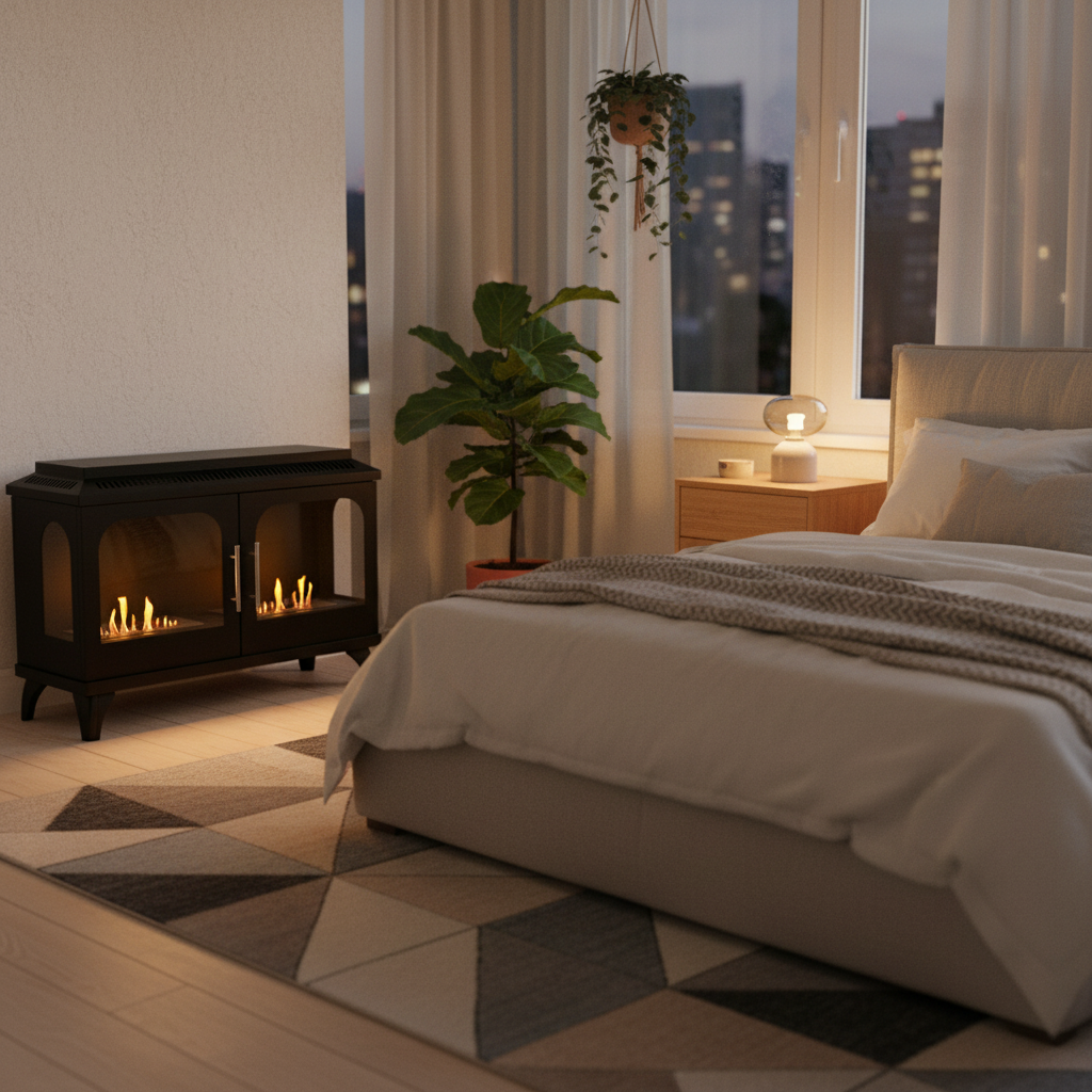 ScandiFlames, Atlanta, Double Bioethanol Stove,  Indoor 3-Sided Fireplace