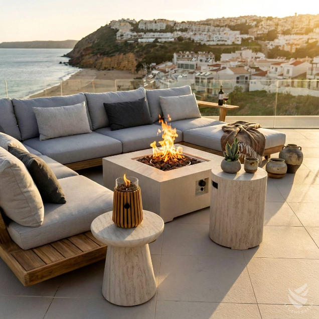 Happy Cocooning Round Side Table Composite Outdoor - Travertine