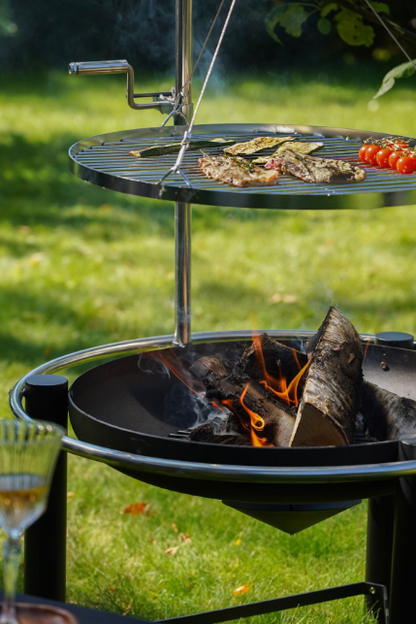 HEAT Pendal Fire Bowl with Pulley Grill – 76 cm Steel
