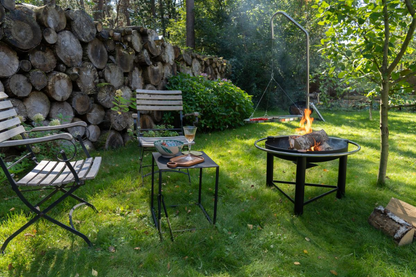 HEAT Pendal Fire Bowl with Pulley Grill – 76 cm Steel