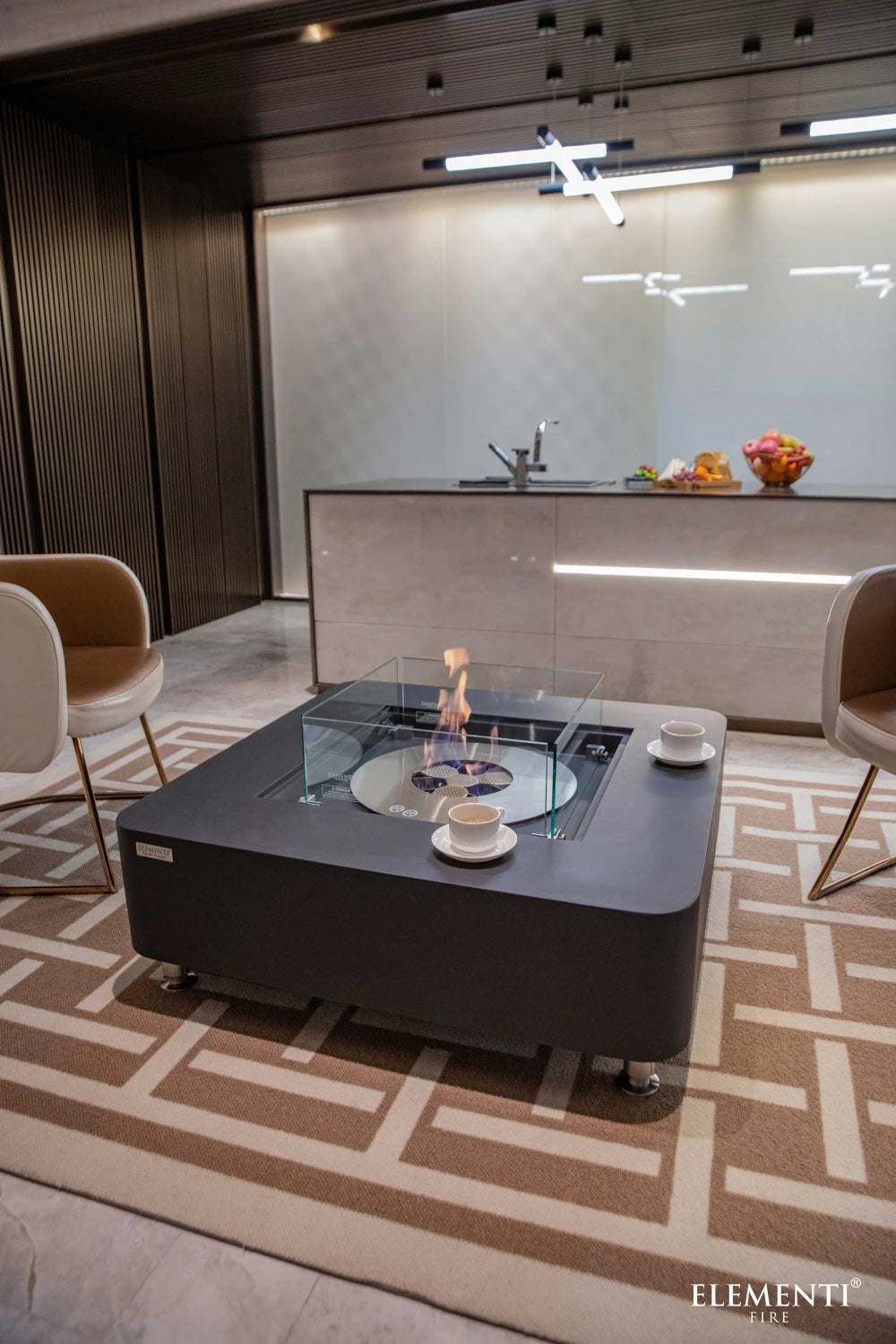 Elementi Perth Ethanol Fire Table Concrete Square Indoor Outdoor