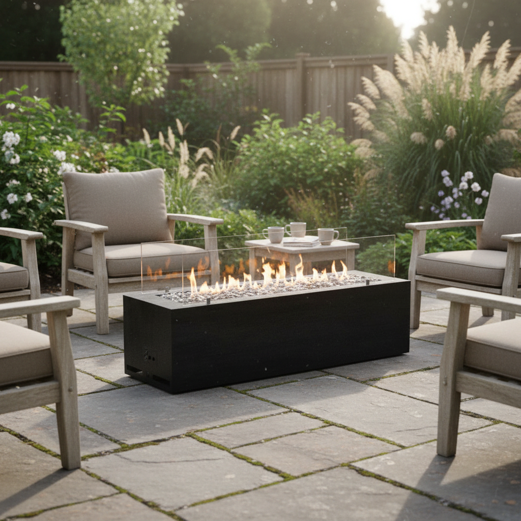 Planika Galio Black Automatic Outdoor Gas Fireplace – Freestanding