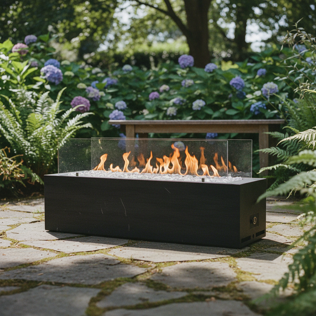 Planika Galio Black Manual Outdoor Gas Fireplace – Corten Steel