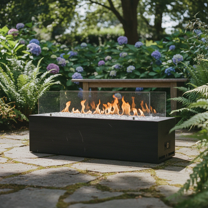 Planika Galio Black Manual Outdoor Gas Fireplace – Corten Steel