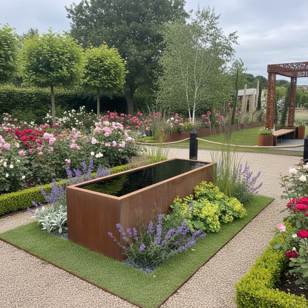 Corten Steel Water Trough Pond