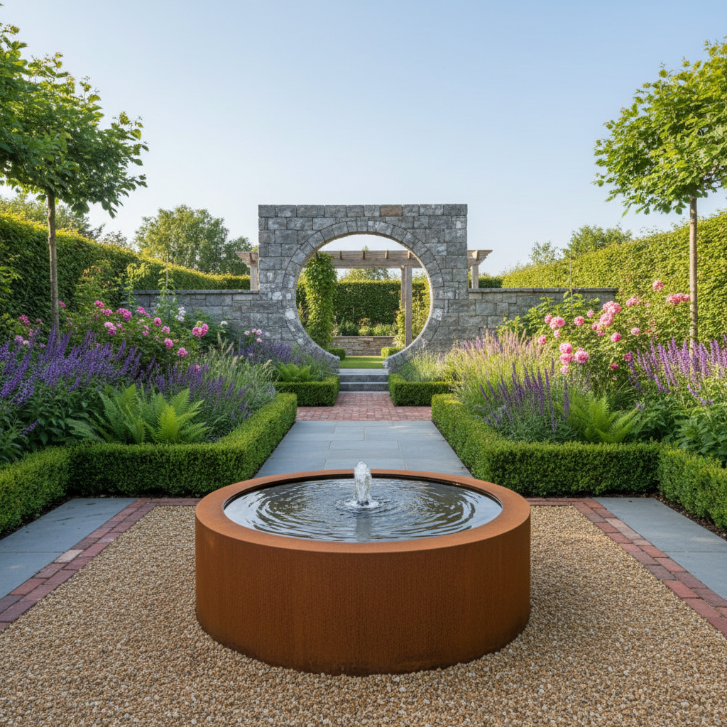 Corten Steel Round Water Table