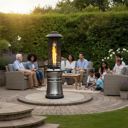 Lifestyle, Santorini, Pewter Flame, Gas Patio Heater - Extends and Compacts