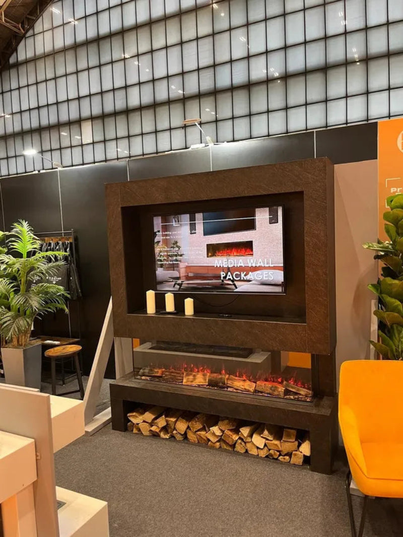 Hestia 1308 Electric Fire with Carrara Marble Media Wall Suite