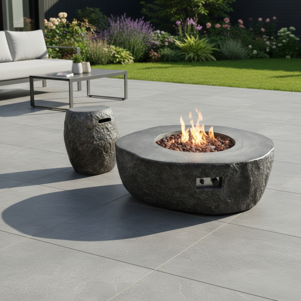 Boulder Fire Table | Rustic Outdoor Gas Fire Pit Heater