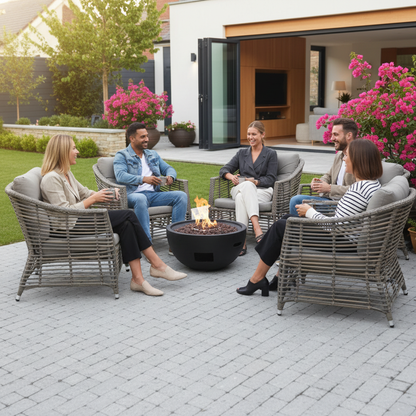 Elementi, Jefferson Fire Bowl, Glass-Fibre Reinforced Concrete Outdoor Propane, 40,000 BTUs